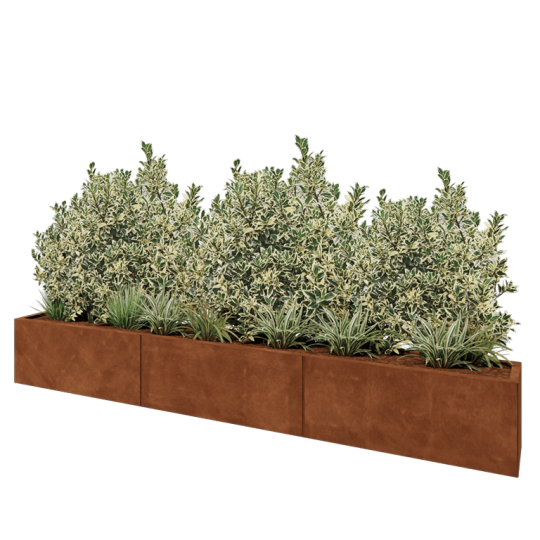 Cortenstaal plantenbak XXL - Rechthoek - 300 x 30 x 40 cm - Met bodemplaat