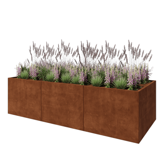 Cortenstaal plantenbak XXL - Rechthoek - 300 x 120 x 80 cm - Met bodemplaat