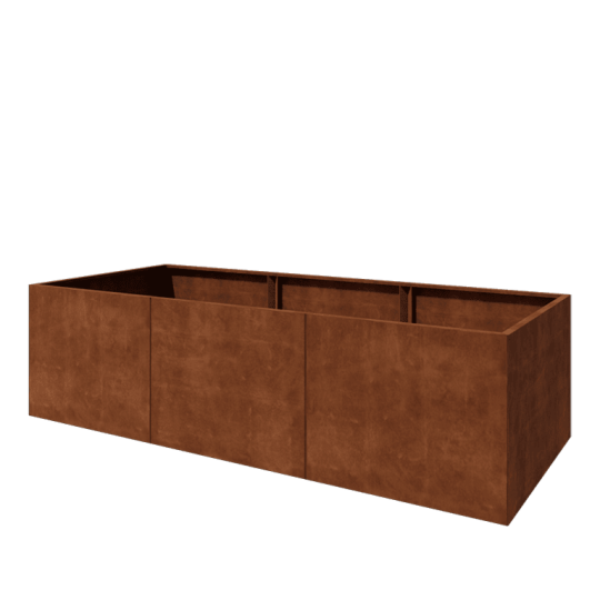 Cortenstaal plantenbak XXL - Rechthoek - 300 x 120 x 80 cm - Met bodemplaat