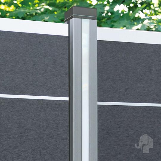 Elephant LED-Lichtstrip Evo Verticaal+Zonnecel Paalkap 180 cm voor Modular/Mix&Match Aluminium Paal