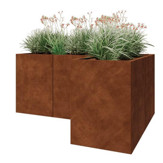 Cortenstaal plantenbak - L-vorm - 180 x 120 x 80 cm - Zonder bodemplaat