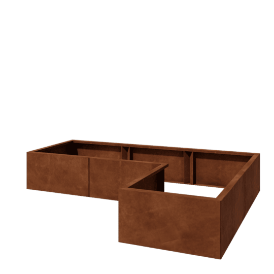 Cortenstaal plantenbak - L-vorm - 180 x 120 x 30 cm - Zonder bodemplaat