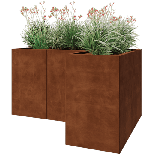 Cortenstaal plantenbak - L-vorm - 150 x 100 x 80 cm - Zonder bodemplaat