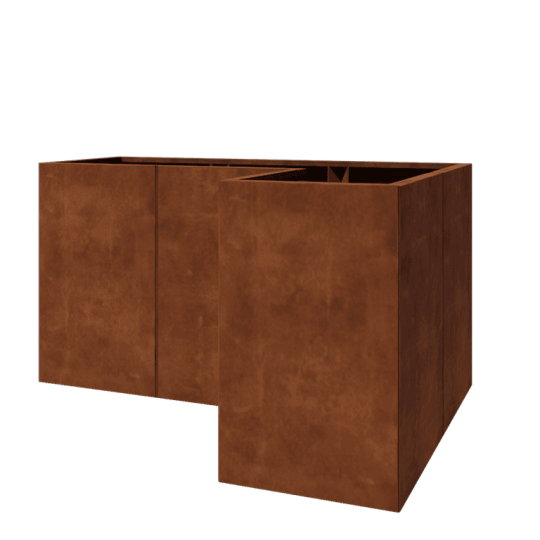 Cortenstaal plantenbak - L-vorm - 150 x 100 x 80 cm - Zonder bodemplaat