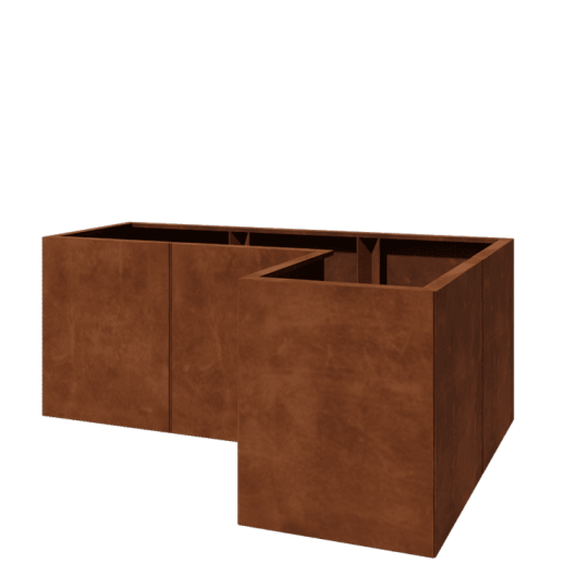 Cortenstaal plantenbak - L-vorm - 150 x 100 x 60 cm - Met bodemplaat