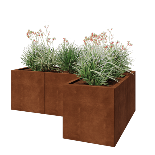 Cortenstaal plantenbak - L-vorm - 150 x 100 x 50 cm - Zonder bodemplaat