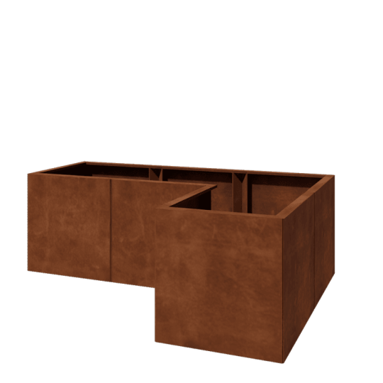 Cortenstaal plantenbak - L-vorm - 150 x 100 x 50 cm - Met bodemplaat