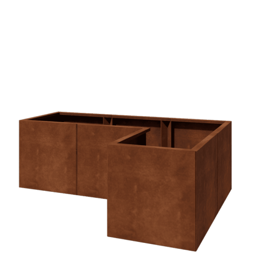 Cortenstaal plantenbak - L-vorm - 150 x 100 x 50 cm - Zonder bodemplaat
