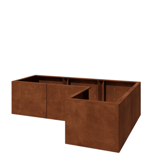 Cortenstaal plantenbak - L-vorm - 150 x 100 x 40 cm - Zonder bodemplaat