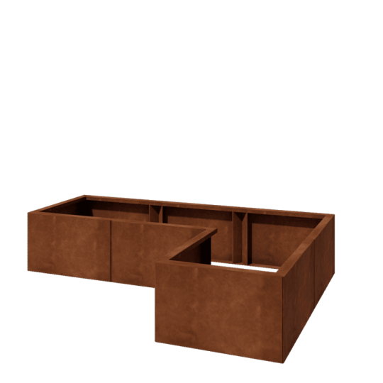 Cortenstaal plantenbak - L-vorm - 150 x 100 x 30 cm - Zonder bodemplaat