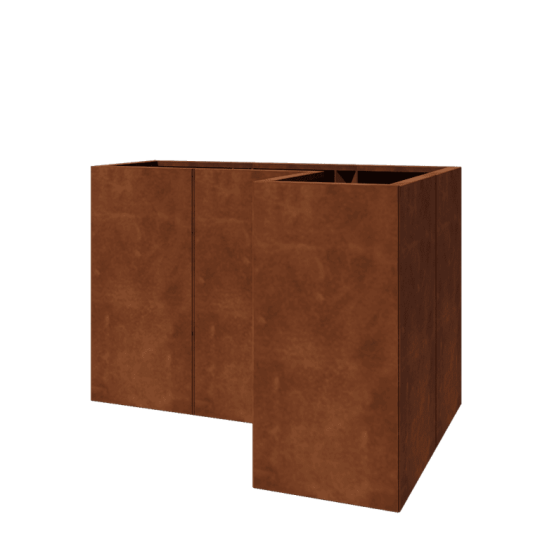 Cortenstaal plantenbak - L-vorm - 120 x 80 x 80 cm - Zonder bodemplaat