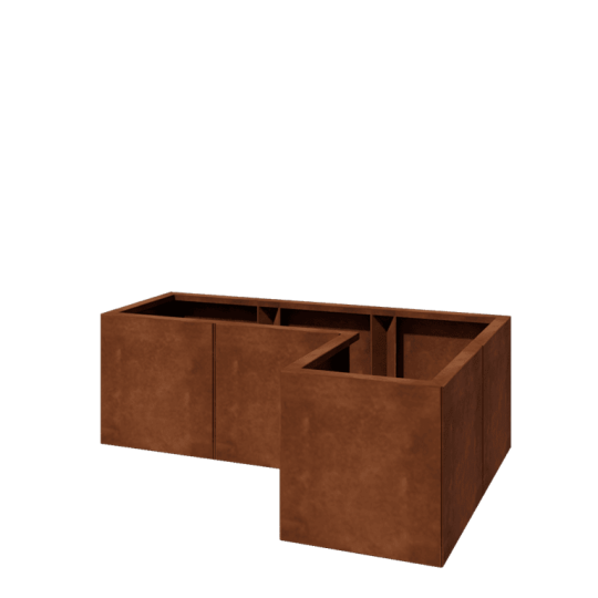 Cortenstaal plantenbak - L-vorm - 120 x 80 x 40 cm - Zonder bodemplaat