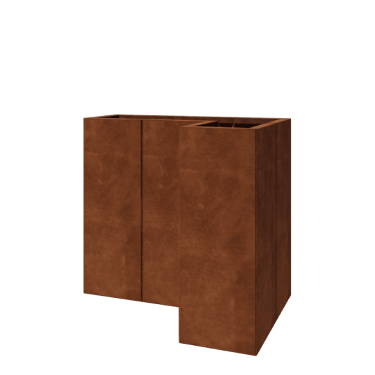 Cortenstaal plantenbak - L-vorm - 90 x 60 x 80 cm - Zonder bodemplaat