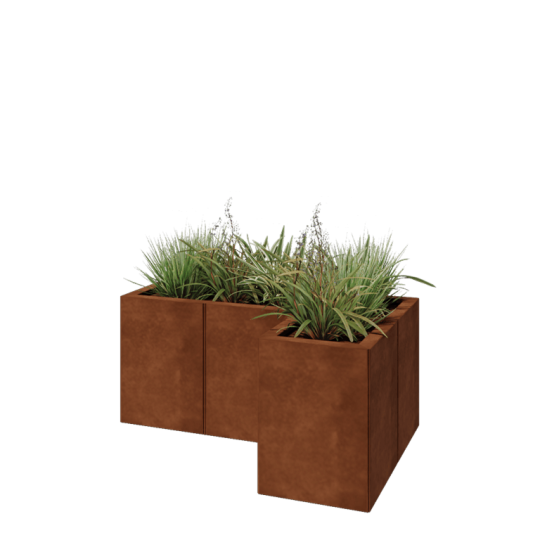 Cortenstaal plantenbak - L-vorm - 90 x 60 x 40 cm - Met bodemplaat