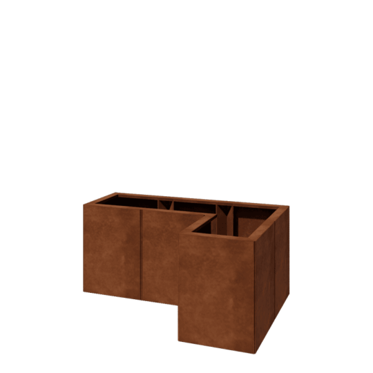 Cortenstaal plantenbak - L-vorm - 90 x 60 x 40 cm - Zonder bodemplaat