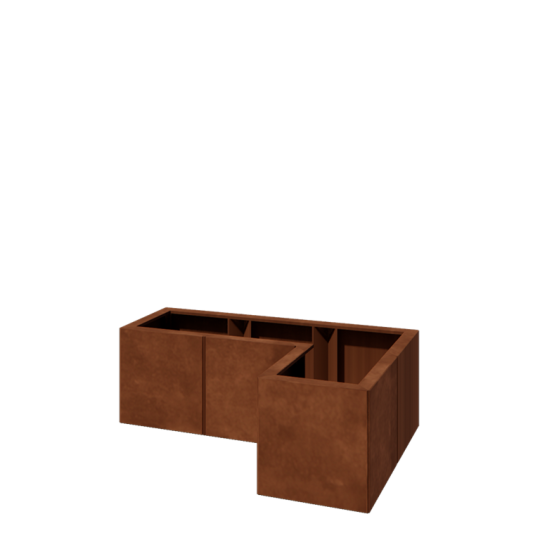 Cortenstaal plantenbak - L-vorm - 90 x 60 x 30 cm - Met bodemplaat