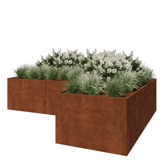Cortenstaal plantenbak - L-vorm - 360 x 240 x 80 cm - Zonder bodemplaat