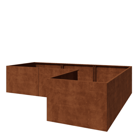 Cortenstaal plantenbak - L-vorm - 360 x 240 x 80 cm - Zonder bodemplaat