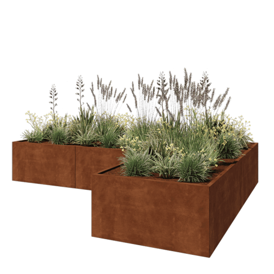 Cortenstaal plantenbak - L-vorm - 360 x 240 x 60 cm - Zonder bodemplaat