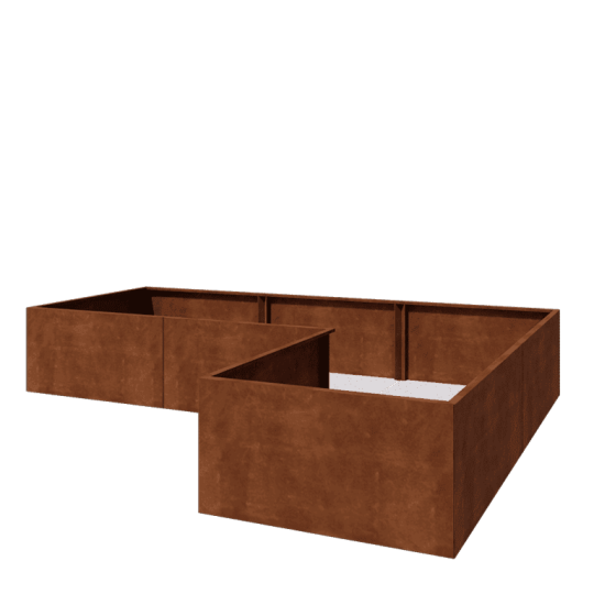 Cortenstaal plantenbak - L-vorm - 360 x 240 x 60 cm - Met bodemplaat