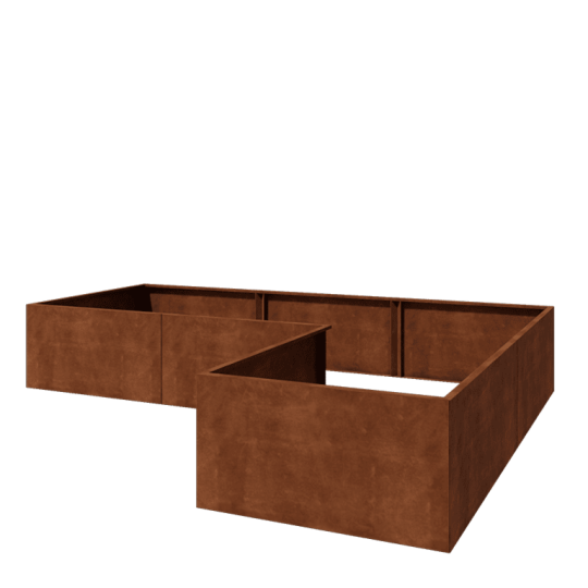 Cortenstaal plantenbak - L-vorm - 360 x 240 x 60 cm - Zonder bodemplaat
