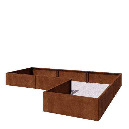 Cortenstaal plantenbak - L-vorm - 360 x 240 x 40 cm - Met bodemplaat