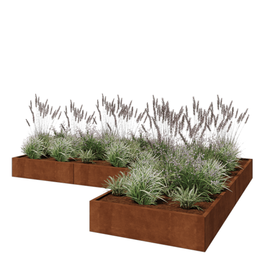 Cortenstaal plantenbak - L-vorm - 360 x 240 x 30 cm - Zonder bodemplaat