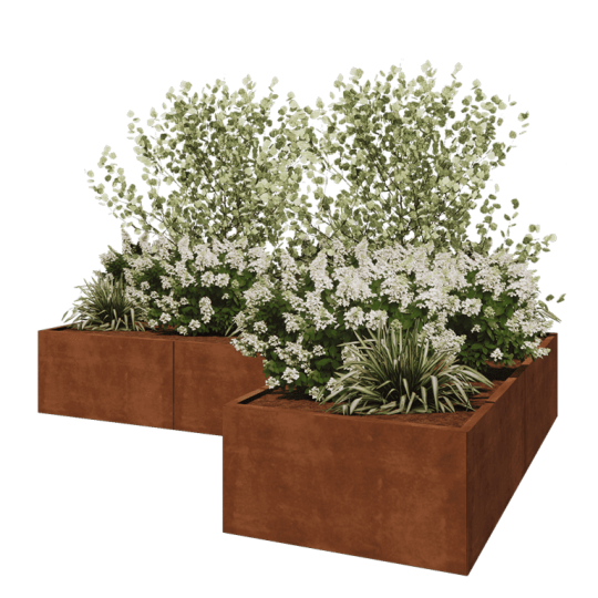 Cortenstaal plantenbak - L-vorm - 300 x 200 x 50 cm - Zonder bodemplaat