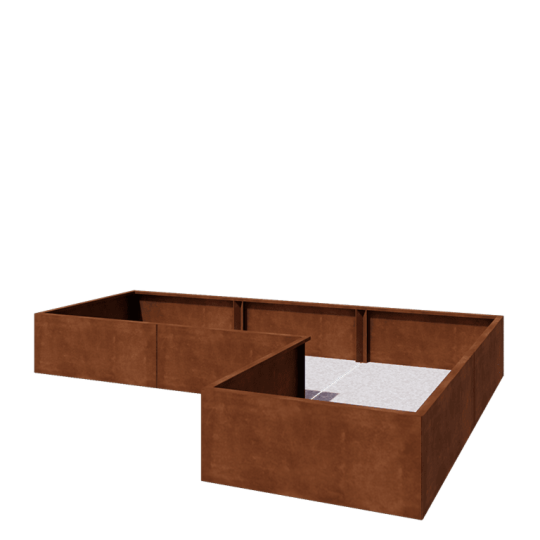 Cortenstaal plantenbak - L-vorm - 300 x 200 x 40 cm - Met bodemplaat