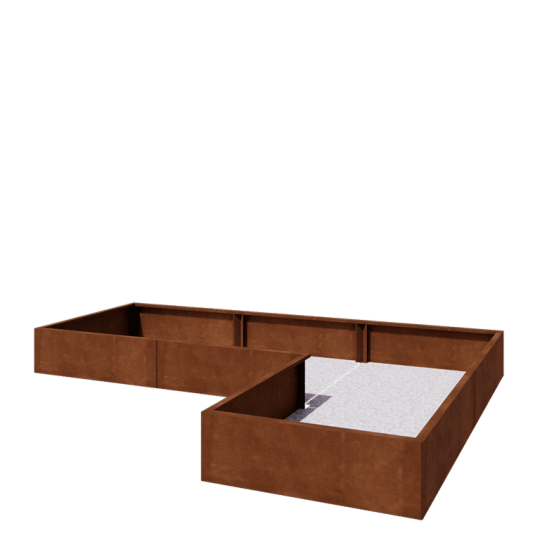 Cortenstaal plantenbak - L-vorm - 300 x 200 x 30 cm - Met bodemplaat
