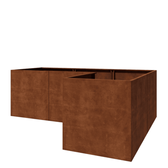 Cortenstaal plantenbak - L-vorm - 300 x 200 x 100 cm - Met bodemplaat