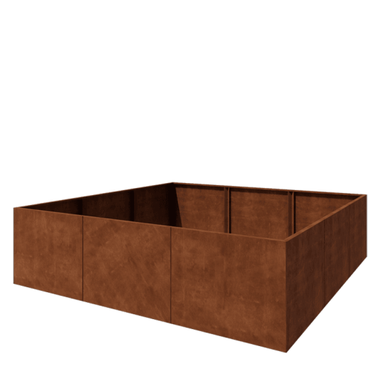 Cortenstaal plantenbak XXL - Vierkant - 300 x 300 x 80 cm - Zonder bodemplaat