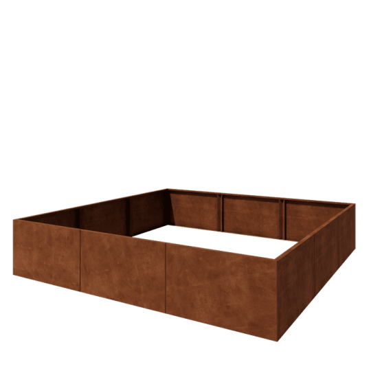 Cortenstaal plantenbak XXL - Vierkant - 300 x 300 x 60 cm - Zonder bodemplaat