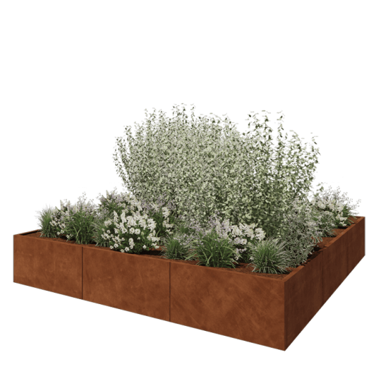 Cortenstaal plantenbak XXL - Vierkant - 300 x 300 x 50 cm - Zonder bodemplaat