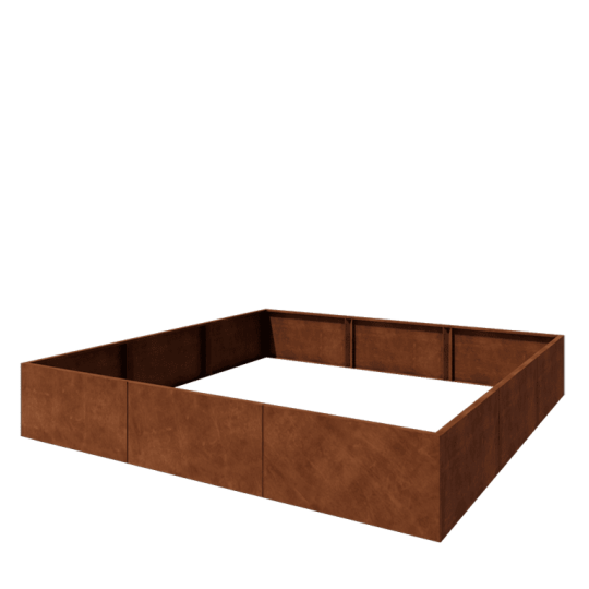 Cortenstaal plantenbak XXL - Vierkant - 300 x 300 x 50 cm - Zonder bodemplaat