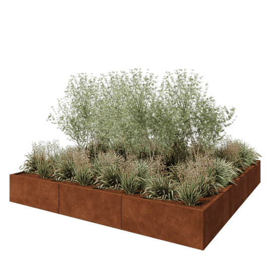 Cortenstaal plantenbak XXL - Vierkant - 300 x 300 x 40 cm - Zonder bodemplaat