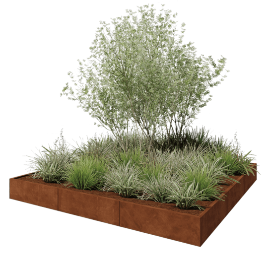 Cortenstaal plantenbak XXL - Vierkant - 300 x 300 x 30 cm - Zonder bodemplaat