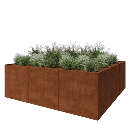 Cortenstaal plantenbak XXL - Vierkant - 300 x 300 x 100 cm - Zonder bodemplaat