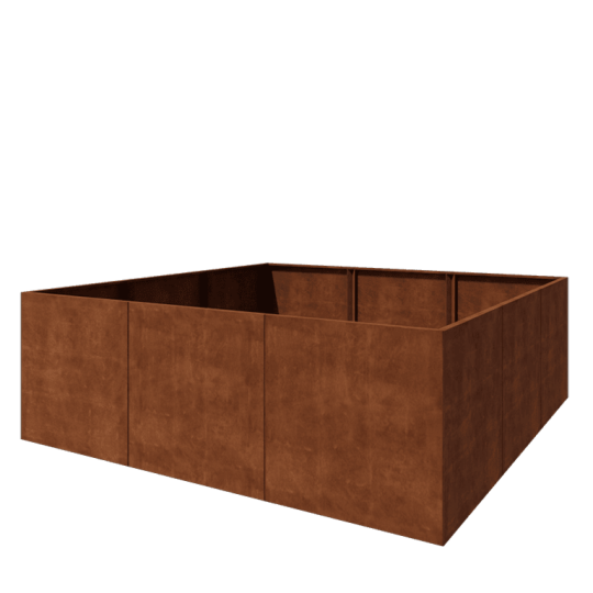 Cortenstaal plantenbak XXL - Vierkant - 300 x 300 x 100 cm - Zonder bodemplaat
