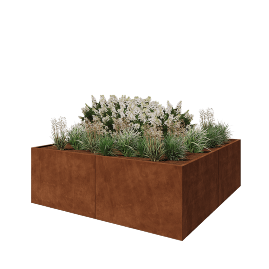 Cortenstaal plantenbak XXL - Vierkant - 240 x 240 x 80 cm - Zonder bodemplaat