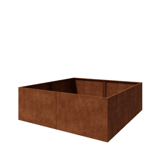 Cortenstaal plantenbak XXL - Vierkant - 240 x 240 x 80 cm - Zonder bodemplaat