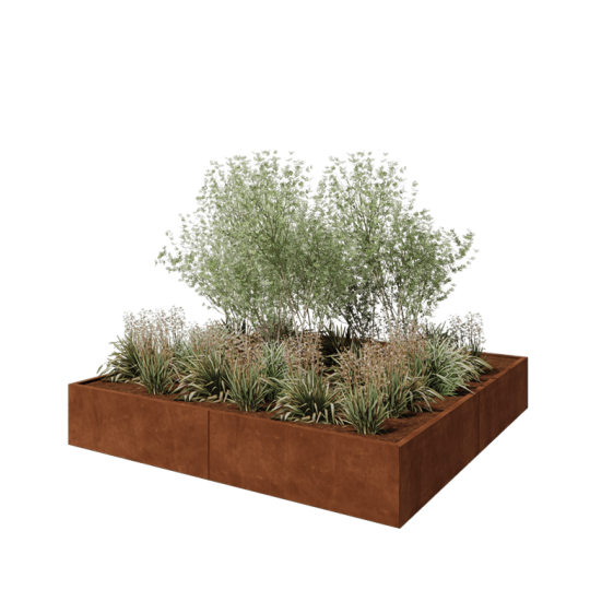 Cortenstaal plantenbak XXL - Vierkant - 240 x 240 x 40 cm - Zonder bodemplaat