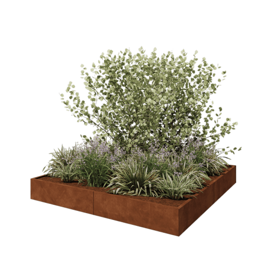 Cortenstaal plantenbak XXL - Vierkant - 240 x 240 x 30 cm - Zonder bodemplaat