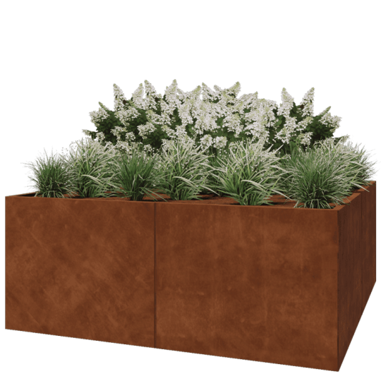 Cortenstaal plantenbak XXL - Vierkant - 200 x 200 x 80 cm - Zonder bodemplaat