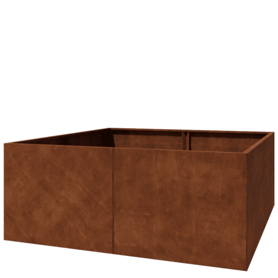 Cortenstaal plantenbak XXL - Vierkant - 200 x 200 x 80 cm - Zonder bodemplaat