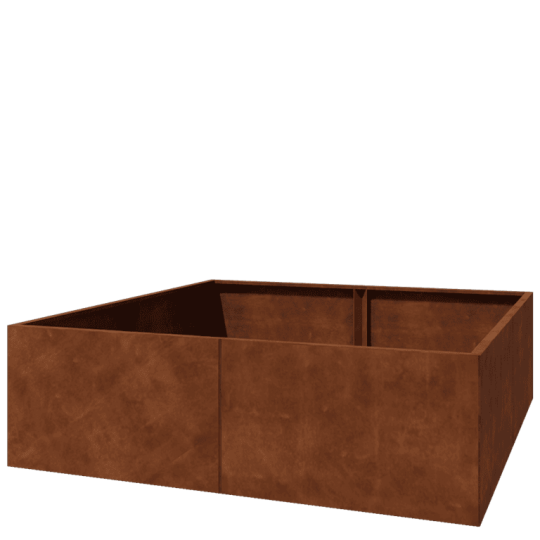 Cortenstaal plantenbak XXL - Vierkant - 200 x 200 x 60 cm - Zonder bodemplaat