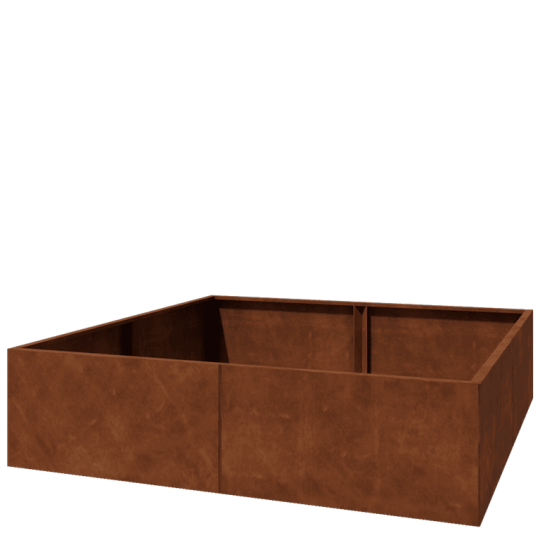 Cortenstaal plantenbak XXL - Vierkant - 200 x 200 x 50 cm - Zonder bodemplaat