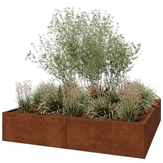Cortenstaal plantenbak XXL - Vierkant - 200 x 200 x 40 cm - Zonder bodemplaat