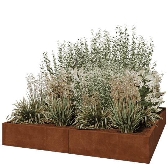 Cortenstaal plantenbak XXL - Vierkant - 200 x 200 x 30 cm - Zonder bodemplaat