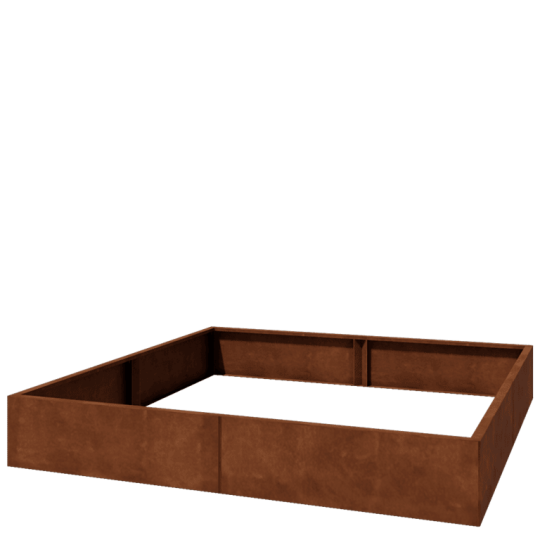 Cortenstaal plantenbak XXL - Vierkant - 200 x 200 x 30 cm - Zonder bodemplaat